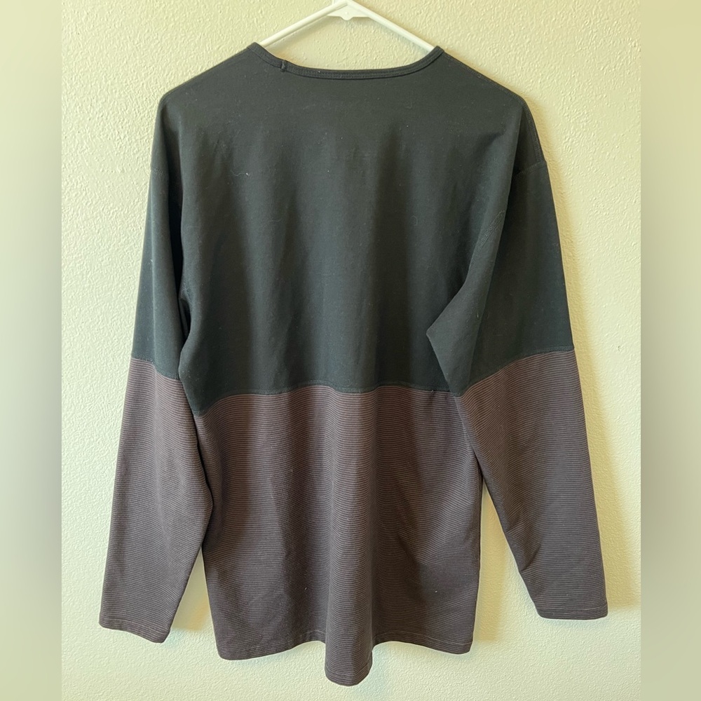 BYLT Basics Premium Crew Long Sleeve Top Striped Colorblock Performance Black - Picture 5 of 5